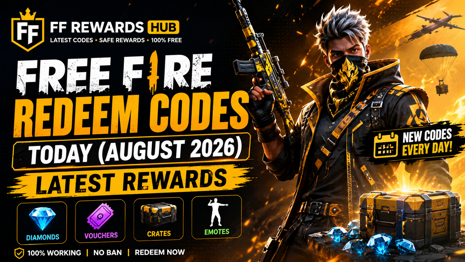 Free Fire redeem codes today August 2026 latest rewards