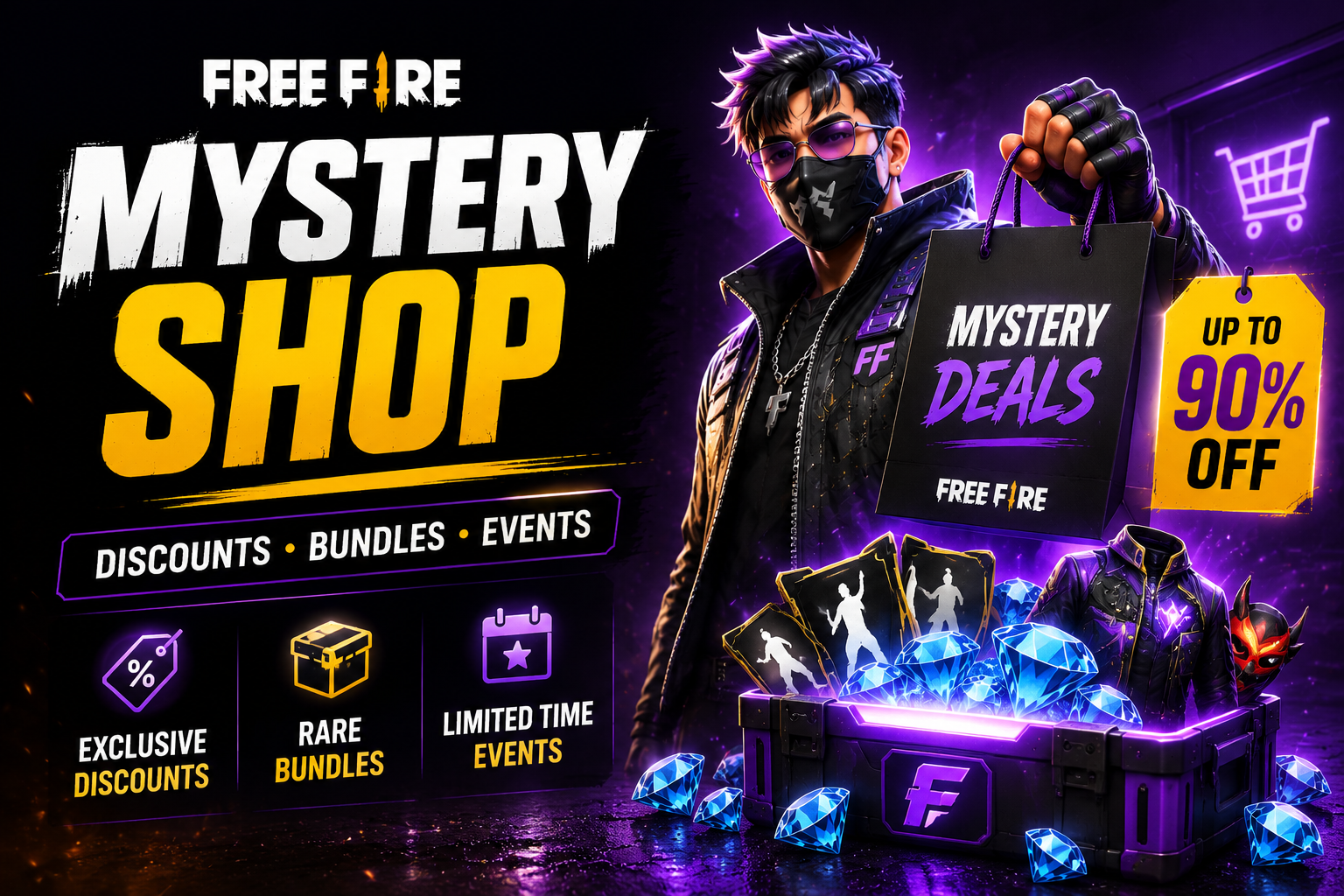 Free Fire Mystery Shop discounts bundles and event guide