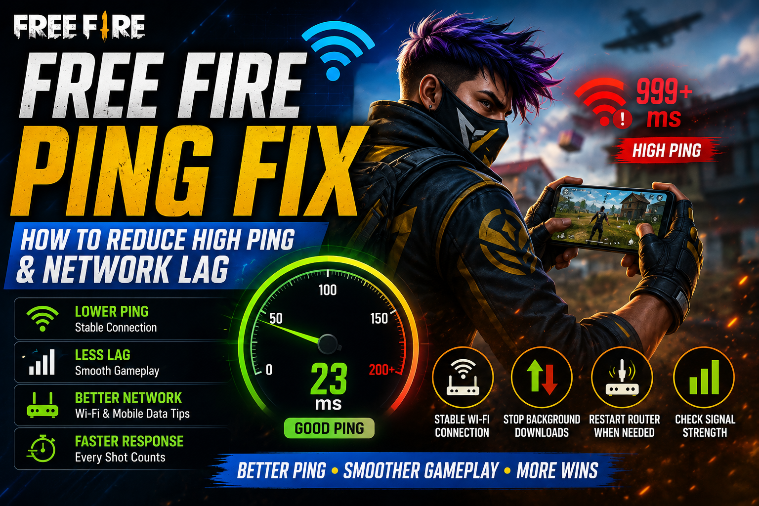 Free Fire ping fix for reducing high ping and network lag