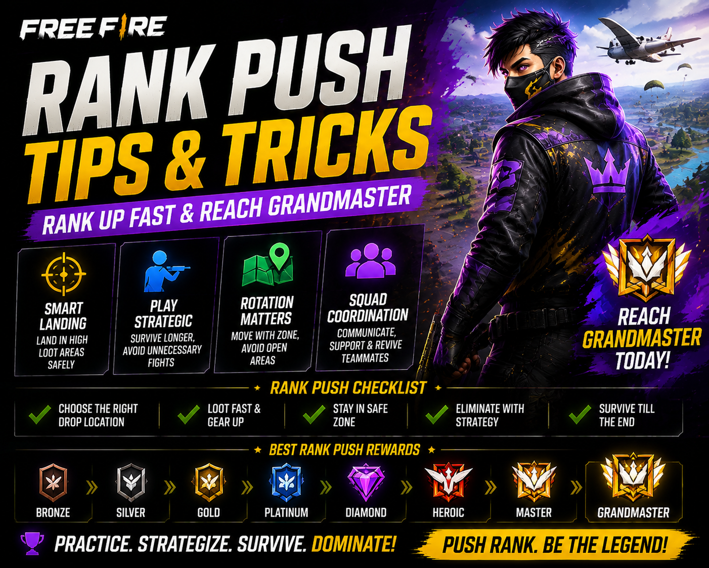 Free Fire rank push tips for solo and squad players guide